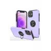 Newface iPhone 12 Mini Kılıf Elit Yüzüklü Kapak - Mor