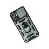 Newface iPhone 12 Mini Kılıf Pars Lens Yüzüklü Silikon - Yeşil