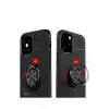 Newface iPhone 12 Mini Kılıf Range Yüzüklü Silikon - Siyah-Kırmızı