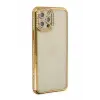 Newface Apple iPhone 12 Pro Kılıf Joke Taşlı Silikon - Gold