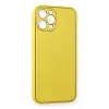 Newface iPhone 12 Pro Max Kılıf Coco Deri Silikon Kapak - Sarı