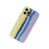 Newface Apple iPhone 12 Pro Max Kılıf Ebruli Lansman Silikon - Sarı-Lila