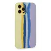Newface Apple iPhone 12 Pro Max Kılıf Ebruli Lansman Silikon - Sarı-Lila
