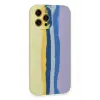 Newface iPhone 12 Pro Max Kılıf Ebruli Lansman Silikon - Sarı-Lila