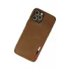Newface Apple iPhone 12 Pro Max Kılıf Loop Deri Silikon - Kahverengi