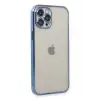Newface iPhone 12 Pro Max Kılıf Razer Lensli Silikon - Açık Mavi