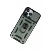 Newface Apple iPhone 13 Pro Kılıf Pars Lens Yüzüklü Silikon - Yeşil