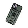 Newface iPhone 14 Kılıf Pars Lens Yüzüklü Silikon - Yeşil