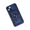 Newface iPhone 14 Plus Kılıf Pars Lens Yüzüklü Silikon - Lacivert