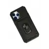 Newface iPhone 14 Pro Kılıf Pars Lens Yüzüklü Silikon - Siyah