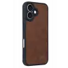 Newface iPhone 16 Kılıf Aras Deri Kapak - Taba