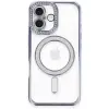 Newface iPhone 16 Plus Kılıf Joke Simli Magneticsafe Kılıf - Mavi