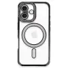Newface iPhone 16 Plus Kılıf Joke Simli Magneticsafe Kılıf - Siyah