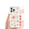 Newface iPhone 16 Pro Kılıf Daisy Simli Magsafe Kapak - Gold