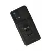 Newface Oppo A74 4G Kılıf Pars Lens Yüzüklü Silikon - Siyah
