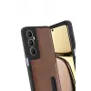 Newface Realme C65 Sara Kartvizitli Deri Kılıf - Taba