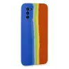 Newface Samsung Galaxy A03S Kılıf Ebruli Lansman Silikon - Mavi-Turuncu