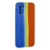 Newface Samsung Galaxy A03S Kılıf Ebruli Lansman Silikon - Mavi-Turuncu