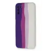 Newface Samsung Galaxy A03S Kılıf Ebruli Lansman Silikon - Mor-Beyaz