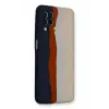Newface Samsung Galaxy A22 Kılıf Ebruli Lansman Silikon - Lacivert-Krem