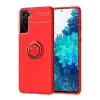 Newface Samsung Galaxy S21 Plus Kılıf Range Yüzüklü Silikon - Kırmızı