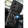 Newface Xiaomi Redmi 13C Kılıf Pars Lens Yüzüklü Silikon - Siyah