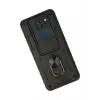 Newface Xiaomi Redmi Note 9 Kılıf Pars Lens Yüzüklü Silikon - Siyah