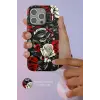 Onegif Apple iPhone 15 Plus Flower Series Magsafe Kapak - Siyah