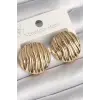 Pirinç Gold Renk İşlemeli Daire Plaka Model Kadın Küpe
