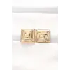Pirinç Gold Renk Kare Form Küpe