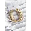 Pirinç Gold Renk Kruvasan Model Kadın Küpe