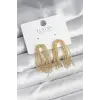 Pirinç Gold Renk Sallantılı Kadın Küpe
