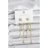 Pirinç Gold Renk Yonca Model Sallantılı Kadın Küpe