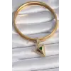 Pirinç Gold Renk Zirkon Taşlı 3D Üçgen Model Ajda Charm