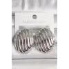 Pirinç Gümüş Renk İşlemeli Oval Model Kadın Küpe