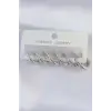 Pirinç Gümüş Renk Oval Küpe Seti