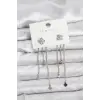 Pirinç Gümüş Renk Yonca Model Sallantılı Kadın Küpe