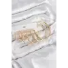 Pirinç Halka Model Gold Renk Kadın Set Küpe