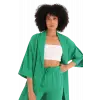 Rahat Kesim Kimono Üst-Yeşil