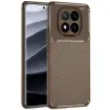 Redmi Note 14 Pro 4G Kılıf Auto Focus Karbon Kapak - Kahverengi