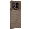 Redmi Note 14 Pro 4G Kılıf Auto Focus Karbon Kapak - Kahverengi