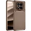 Redmi Note 14 Pro 5G Kılıf Auto Focus Karbon Kapak - Kahverengi