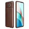 Redmi Note 9 5G Kılıf Auto Focus Karbon Kapak - Kahverengi