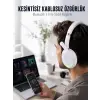 RGB Işıklı Mikrofonlu Bluetooth Kulaklık Beyaz Over-Ear Tasarım Type-C Şarjlı