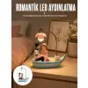 Romantik Sandal Üzerinde Çift Figürü LED Gece Lambası Masa Dekoru Yeni Nesil