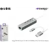 S-link Swapp SW-U222 Type-c Usb 2.0 10-100mbps 3 Port Usb Ethernet Adaptör