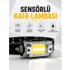 Sensör Kontrollü Şarjlı Beyaz LED Kafa Lambası ve El Feneri