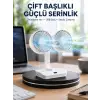 Sessiz Çalışan USB Şarjlı Çift Kafalı Masaüstü Fan – Ev ve Ofis İçin