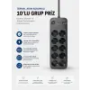 Termal Akım Korumalı USB Type-C Girişli 10lu Grup Priz 2500W Güç Kapasitesi (Kopya)