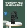 Termal Koruma Sistemli USB Type-C 10’lu Grup Priz 2m 2500W Güç Kapasiteli